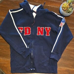 DNY Kids Hoodie with Red and Navy Accents